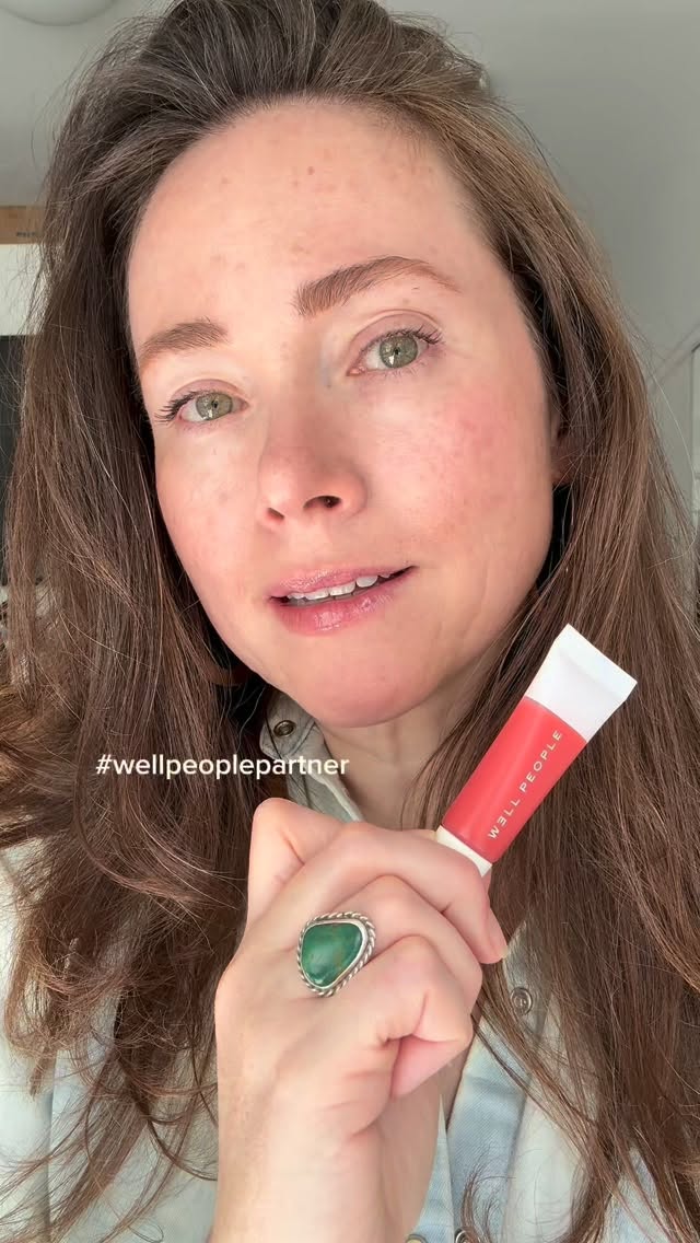 Instagram post by @jenlatch for Well People. Caption reads: The new Poutlove Peptide Lip Balm from @wellpeople....