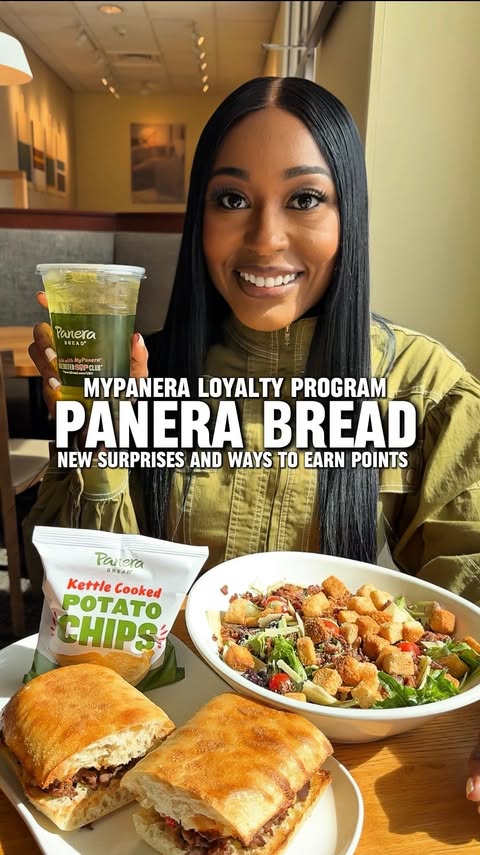 Instagram post by @iamdestinyadams for Panera Bread. Caption reads: @PaneraBread just revamped the MyPanera Loyalty....
