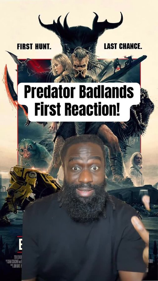 Instagram post by @flixwithjay for 20th Century Studios. Caption reads: Predator Badlands First Reaction! 
@20thcenturyuk....