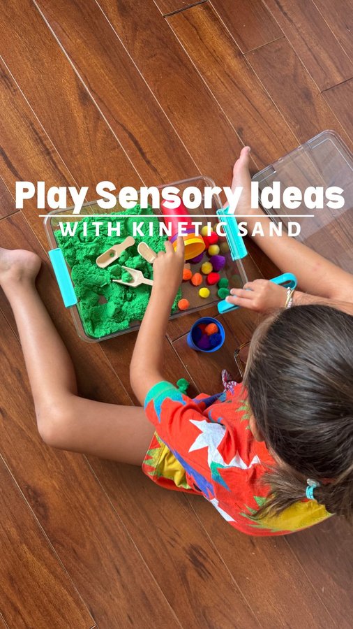 Instagram post by @crafty.moms for Kinetic Sand. Caption reads: #ad Kinetic sand isn’t just squishy and....