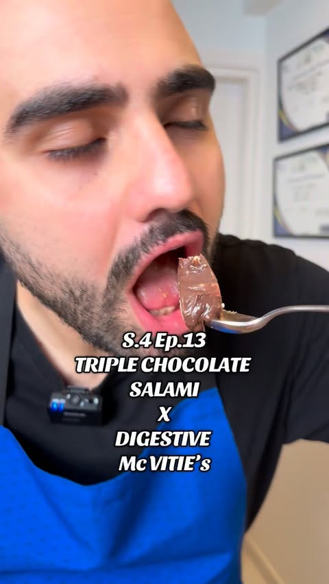 Instagram post by @nikos_marolis for McVitie's. Caption reads: [...] TRIPLE CHOCOLATE SALAMI X DIGESTIVE....