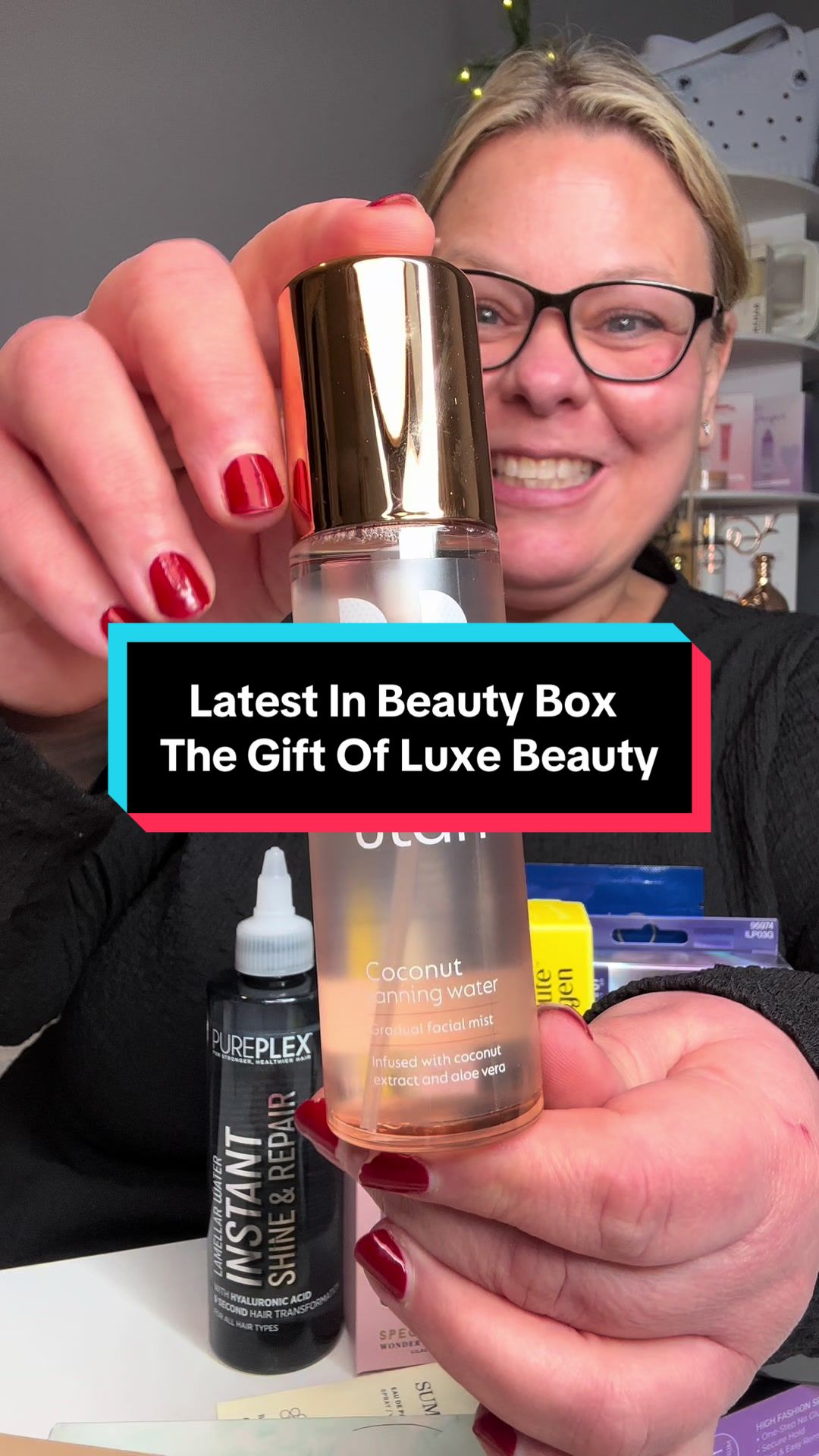 TikTok post by @teresa_serena for Latest in Beauty. Caption reads: Latest In Beauty Box, The Gift Of Luxe Beauty....