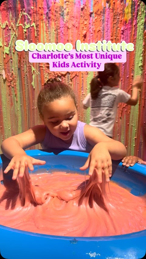 Instagram post by @cltnativemom for Sloomoo Institute. Caption reads: [...] fun! 💙 We had the best time at....