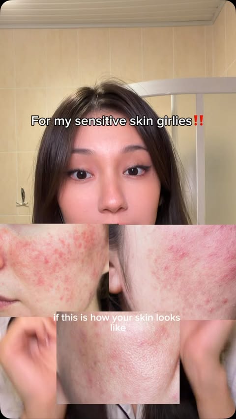 Instagram post by @riyaulann for HEVEBLUE. Caption reads: combo for my sensitive skin girlies🤍 #heveblue....