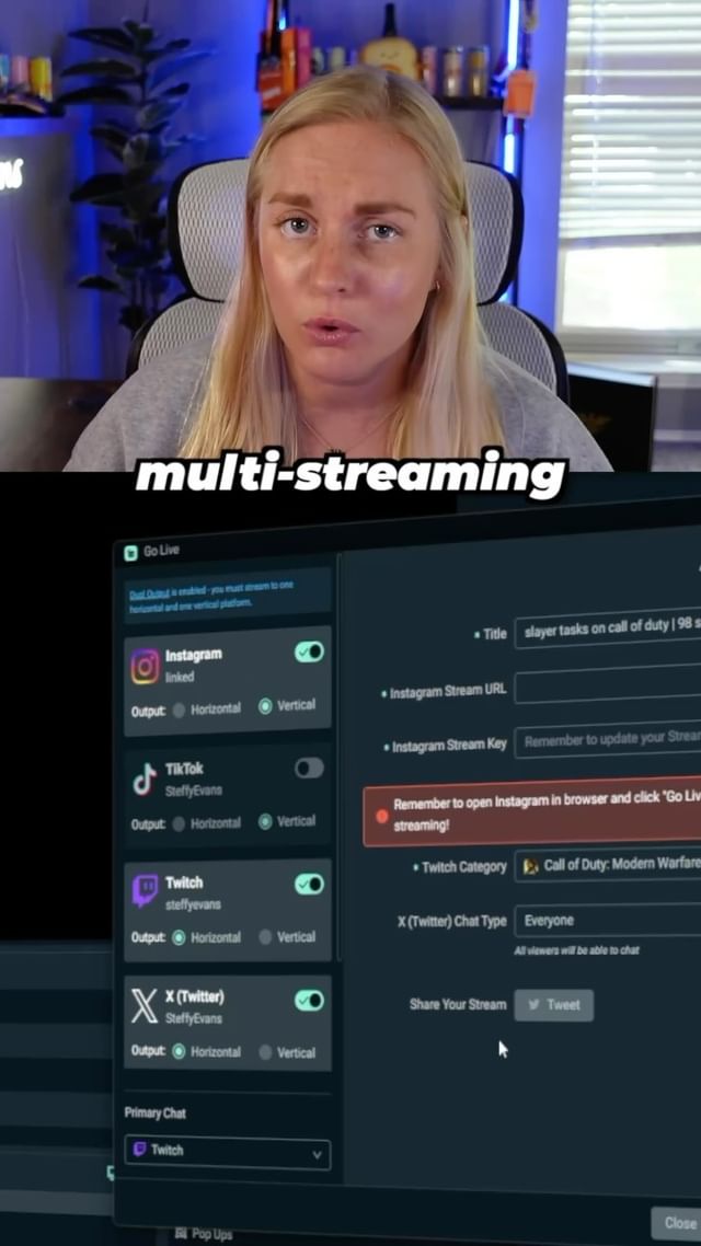 Instagram post by @steffyevans for Streamlabs. Caption reads: [...] I’ve become a full time streamer🙌🏻....