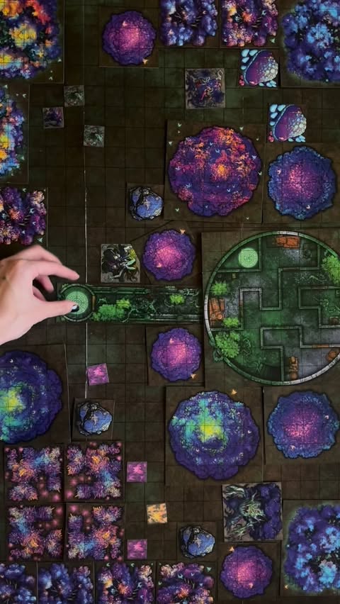 Instagram post by @rikkichuu for 1985 Games. Caption reads: [...] Realm D&D map build with Dungeon Craft....