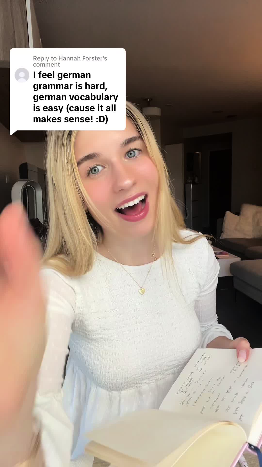 TikTok post by @natashaspeakslanguages for Lingoda. Caption reads: [...] #learngermanonline #languagelearning....