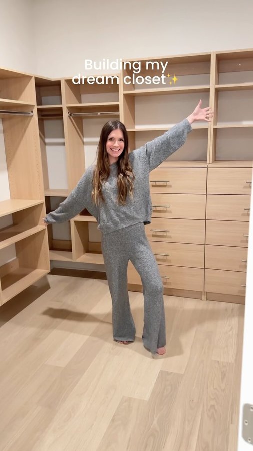 Instagram post by @kaylievarney for Modular Closets. Caption reads: [...] built our dream closet system with....