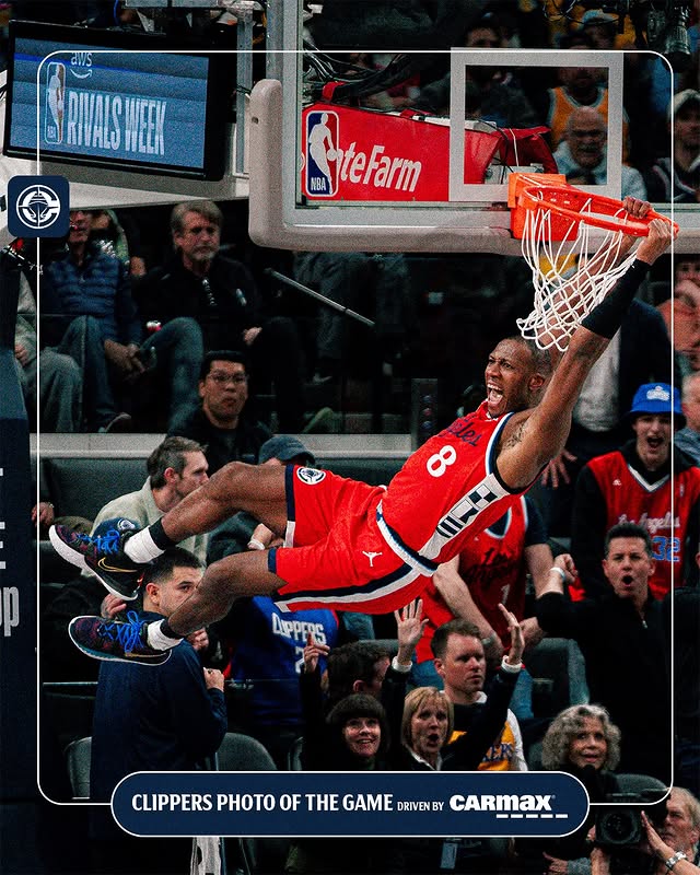 Instagram post by @laclippers for CarMax. Caption reads: [...] ‼️🗣️ 📸 Photo of the Game driven by @carmax.