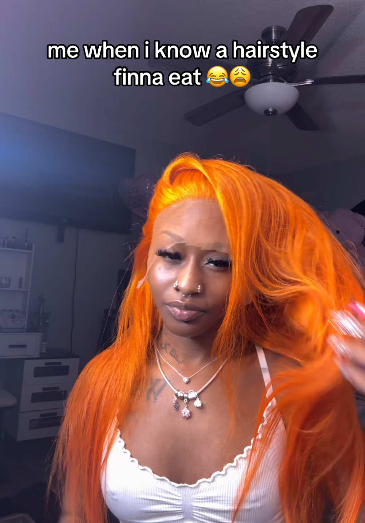 TikTok post by @_1kenyiah for Eullair. Caption reads: i’m scared 😂hair 9/10 though ! @eullair hair....