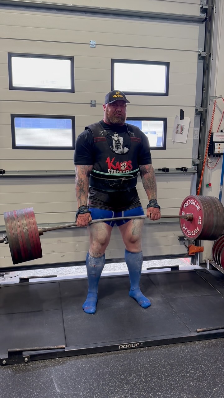 Instagram post by @thorbjornsson for Reign Body Fuel. Caption reads: Lifetime PB 460kg for reps. 15 days out from 510kg....