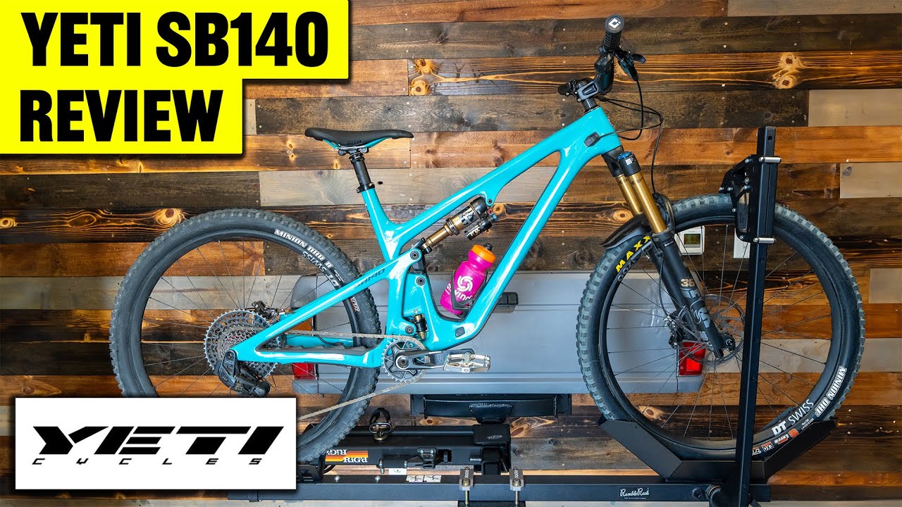 YouTube post by @moandhannahtravel for Feedback Sports. Caption reads: Yeti Cycles SB 140 LR Review! (I Was Completely....