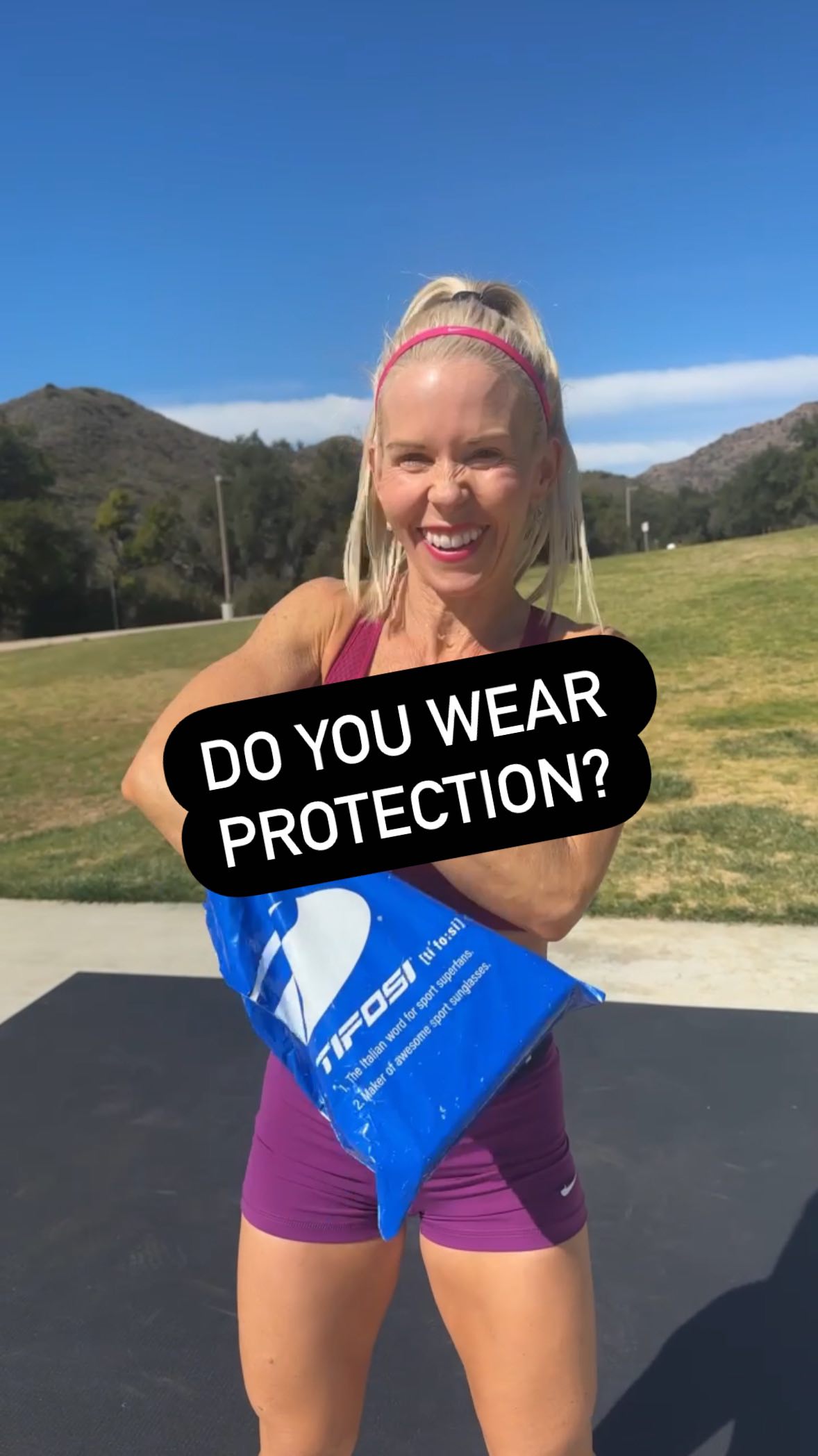 Instagram post by @courtney_fitio for Tifosi Optics. Caption reads: [...] always wearing my sunglasses from....