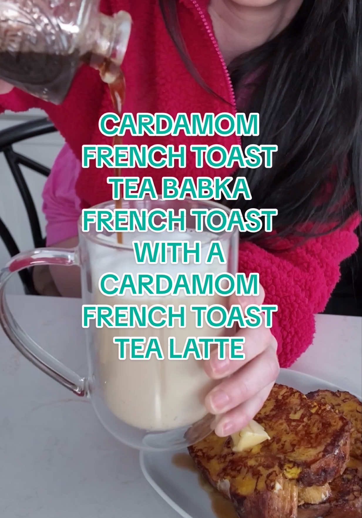 TikTok post by @kaelahe for Davidstea. Caption reads: Introducing Cardamom French Toast tea infused....