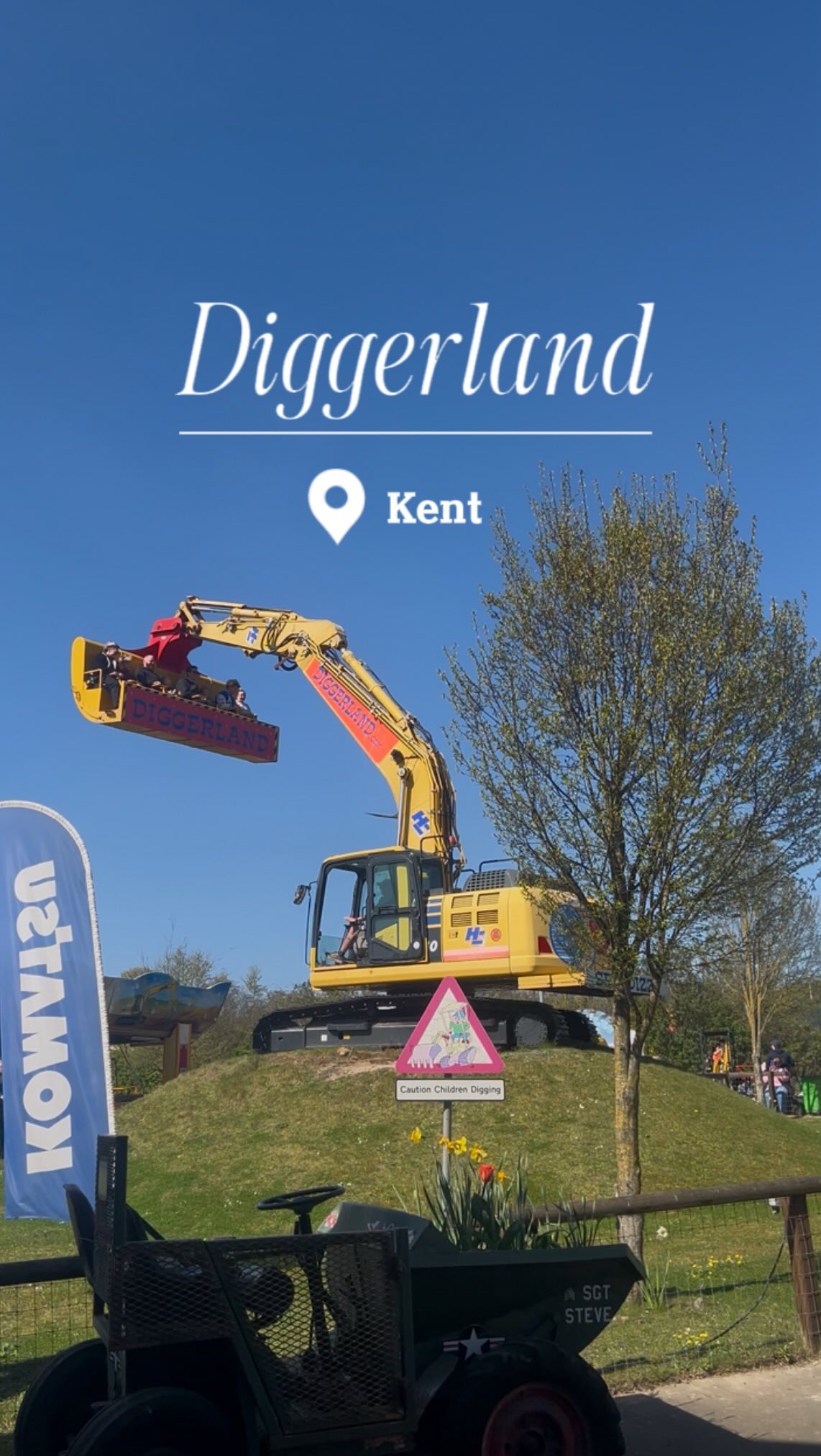 Instagram post by @steph_and_carter for Diggerland. Caption reads: Spend the day with us at Diggerland Kent! 🚧 If....