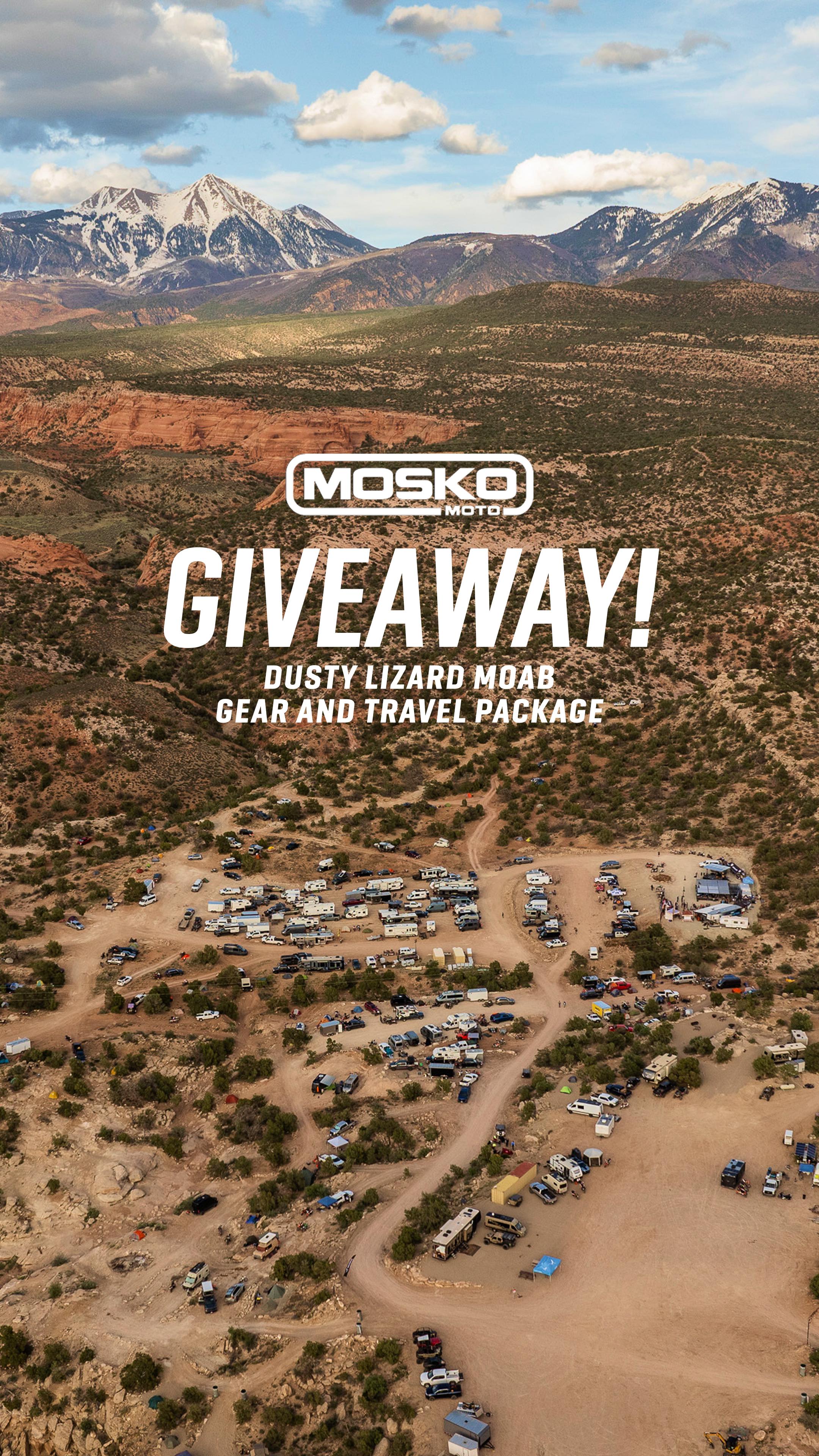 Instagram post by @thedustylizard for Mosko Moto. Caption reads: 🏕️ Unboxing the NEMO camp gear that’s up for....