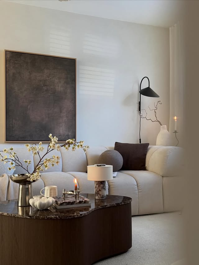 Instagram post by @home_of_harris for HomeSense. Caption reads: My home vibe 🤎 . Calm neutral aesthetic for me,....