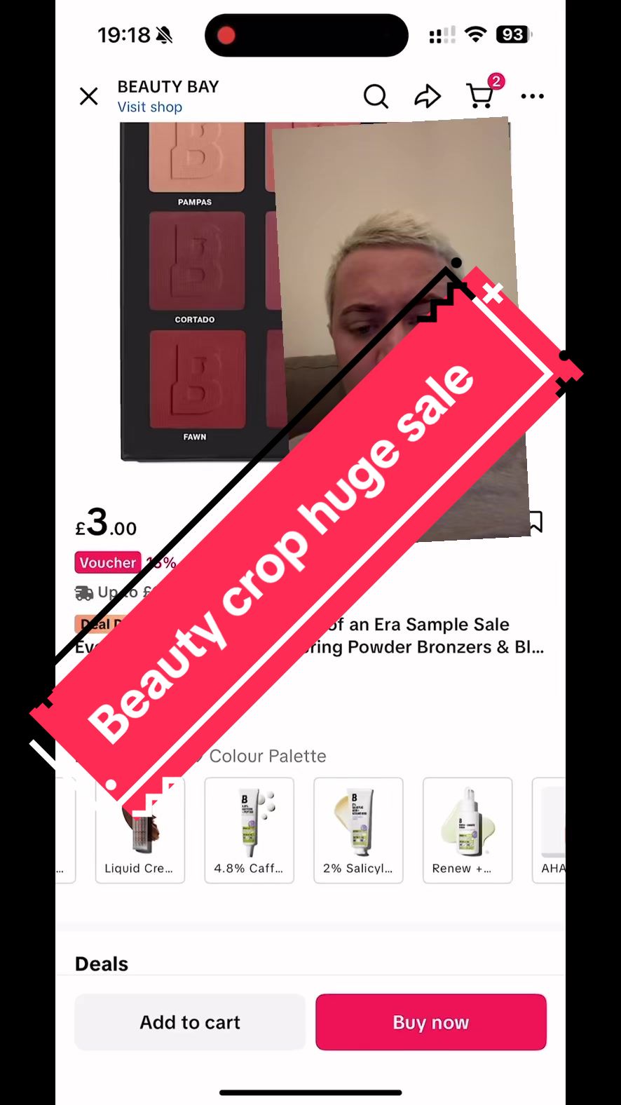 TikTok post by @mianoid for Beauty Bay. Caption reads: This is crazy @BEAUTY BAY are discontinuing some....