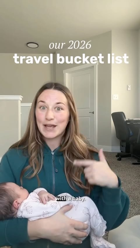 Instagram post by @jayxnina for Airalo. Caption reads: [...] bucket list for travel with a newborn!....