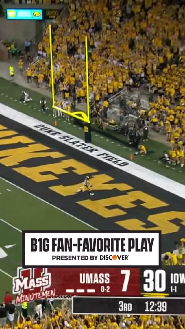 Instagram post by @bigtennetwork for Discover. Caption reads: @hawkeyefootball fans went crazy for this 95-yard....