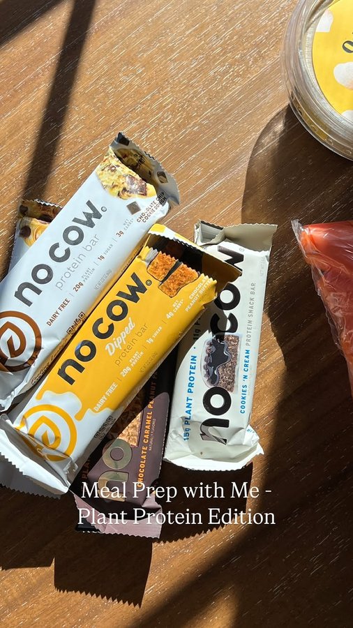Instagram post by @fuelwithrae for No Cow. Caption reads: Week’s meal prep with help from @nocow #ad 

A....