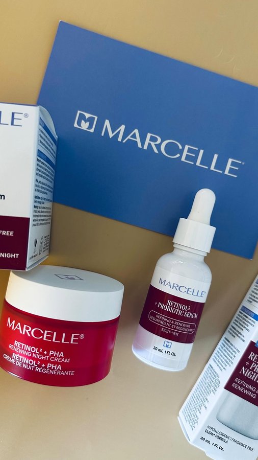 Instagram post by @thebestfacebeautyblog for The Bay. Caption reads: 💕 This retinol duo from 𝐌𝐀𝐑𝐂𝐄𝐋𝐋𝐄 is....