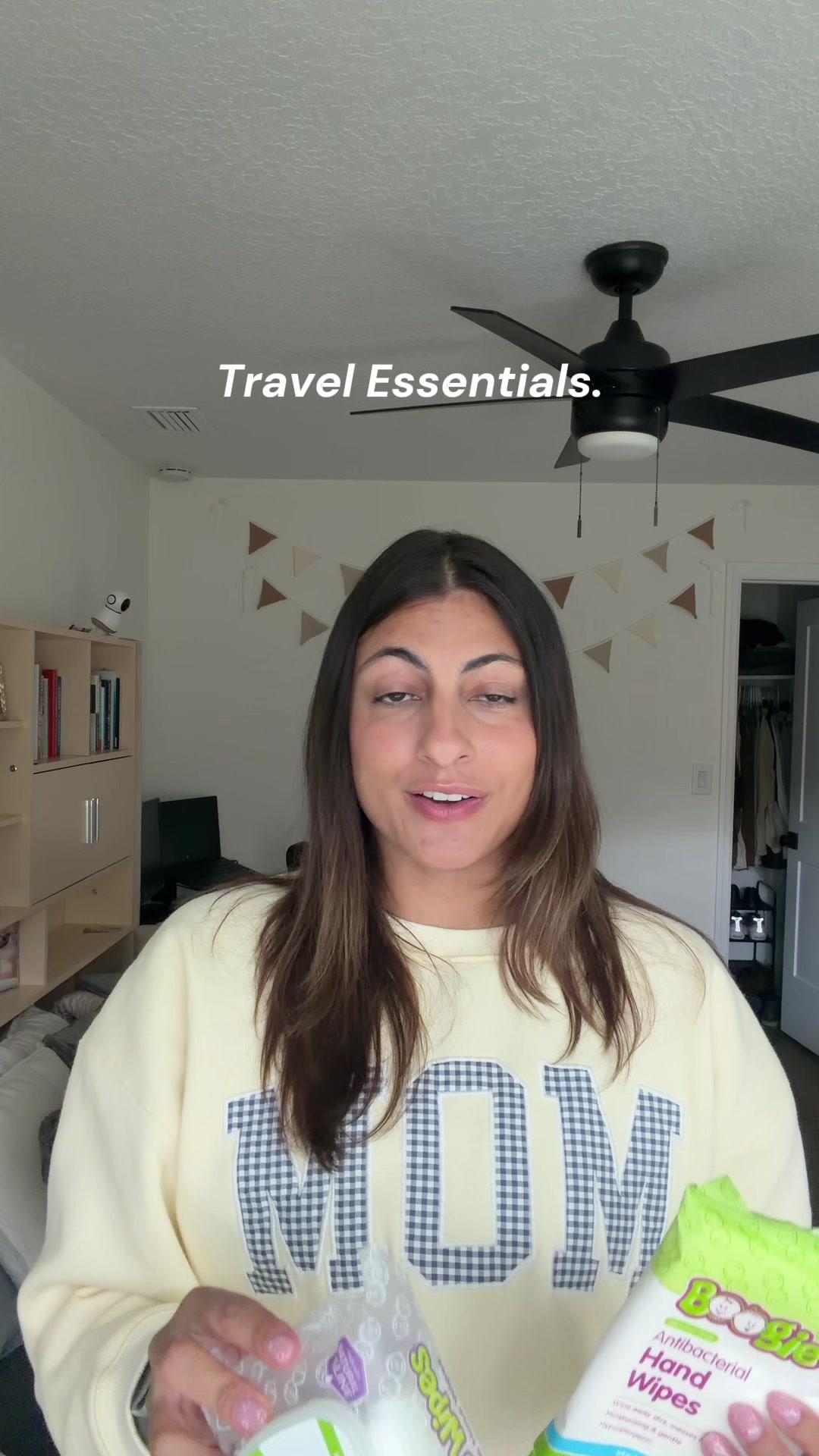 TikTok post by @sabrina_noela for Boogie Wipes. Caption reads: @Boogie Brand always comes along for our trips....