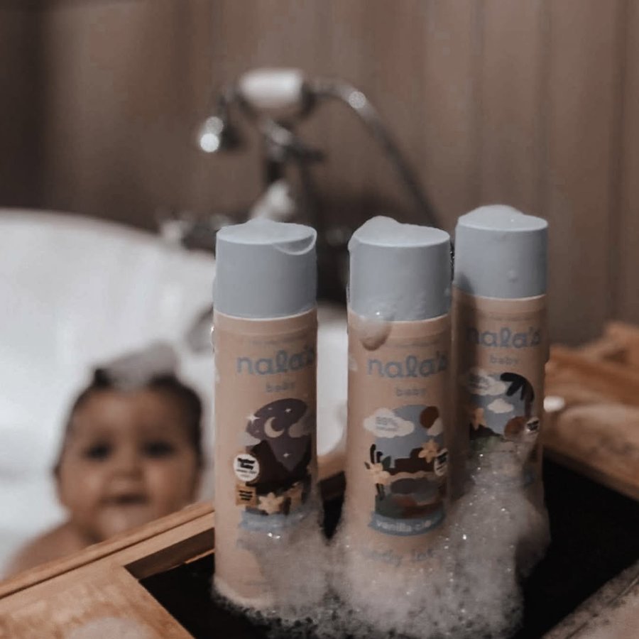 Instagram post by @mamaandarabellarose for Nala’s Baby. Caption reads: ☁️ Have you tried @nalasbabyuk new vanilla cloud....