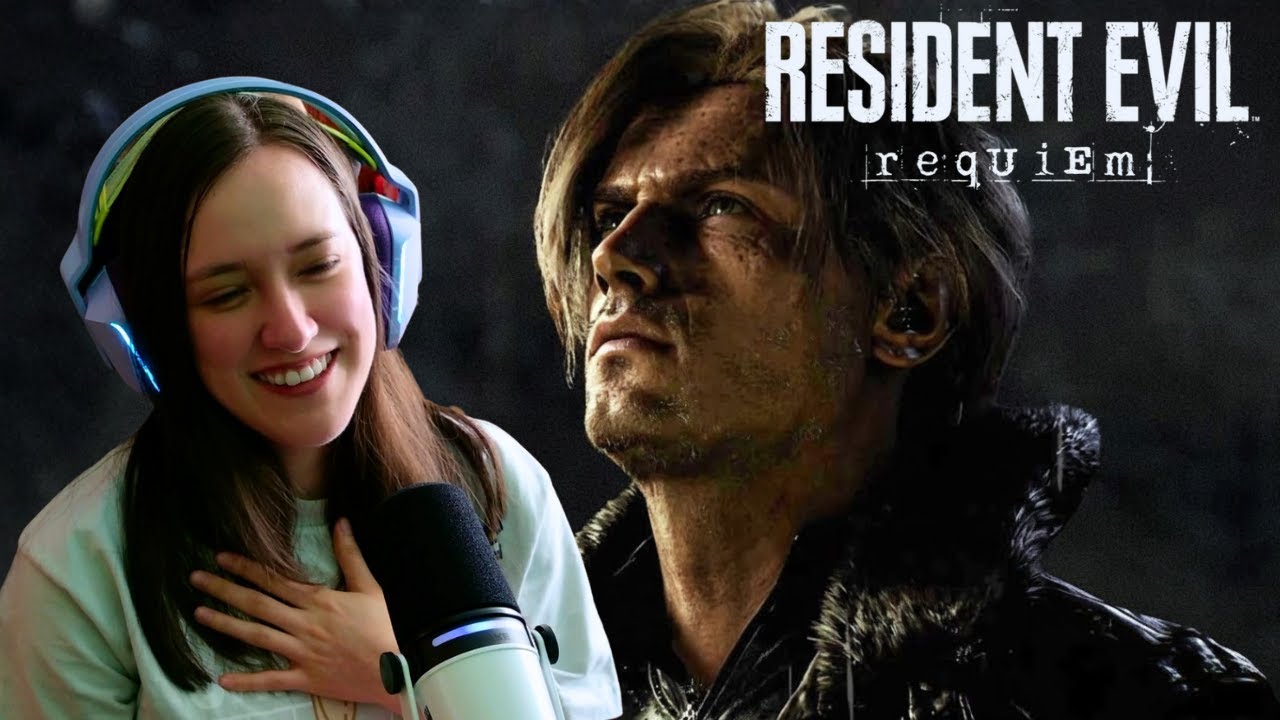 YouTube post by @JatixRG for Divoom. Caption reads: He's still a hottie! 😏 | Resident Evil Requiem....