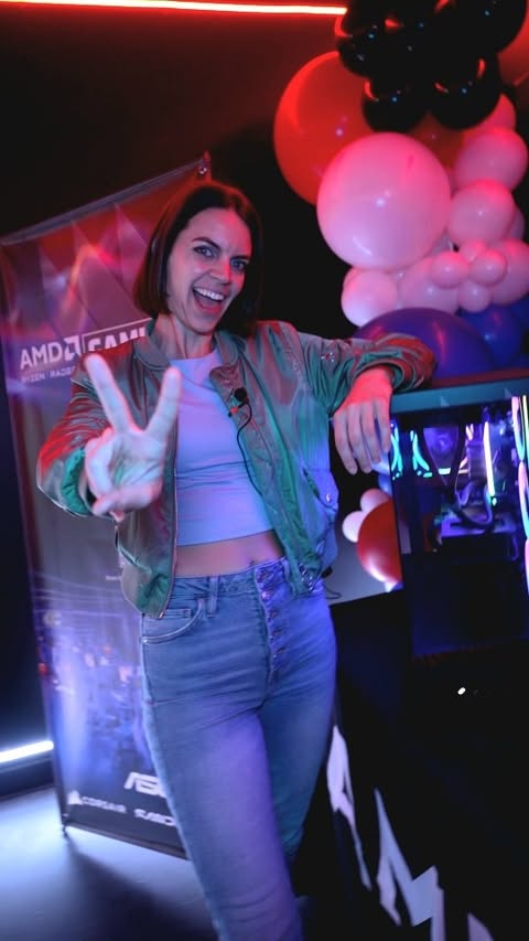 Instagram post by @katybentzofficial for Newegg. Caption reads: ✨️ #Newegg brought me back to the GamerZone, this....