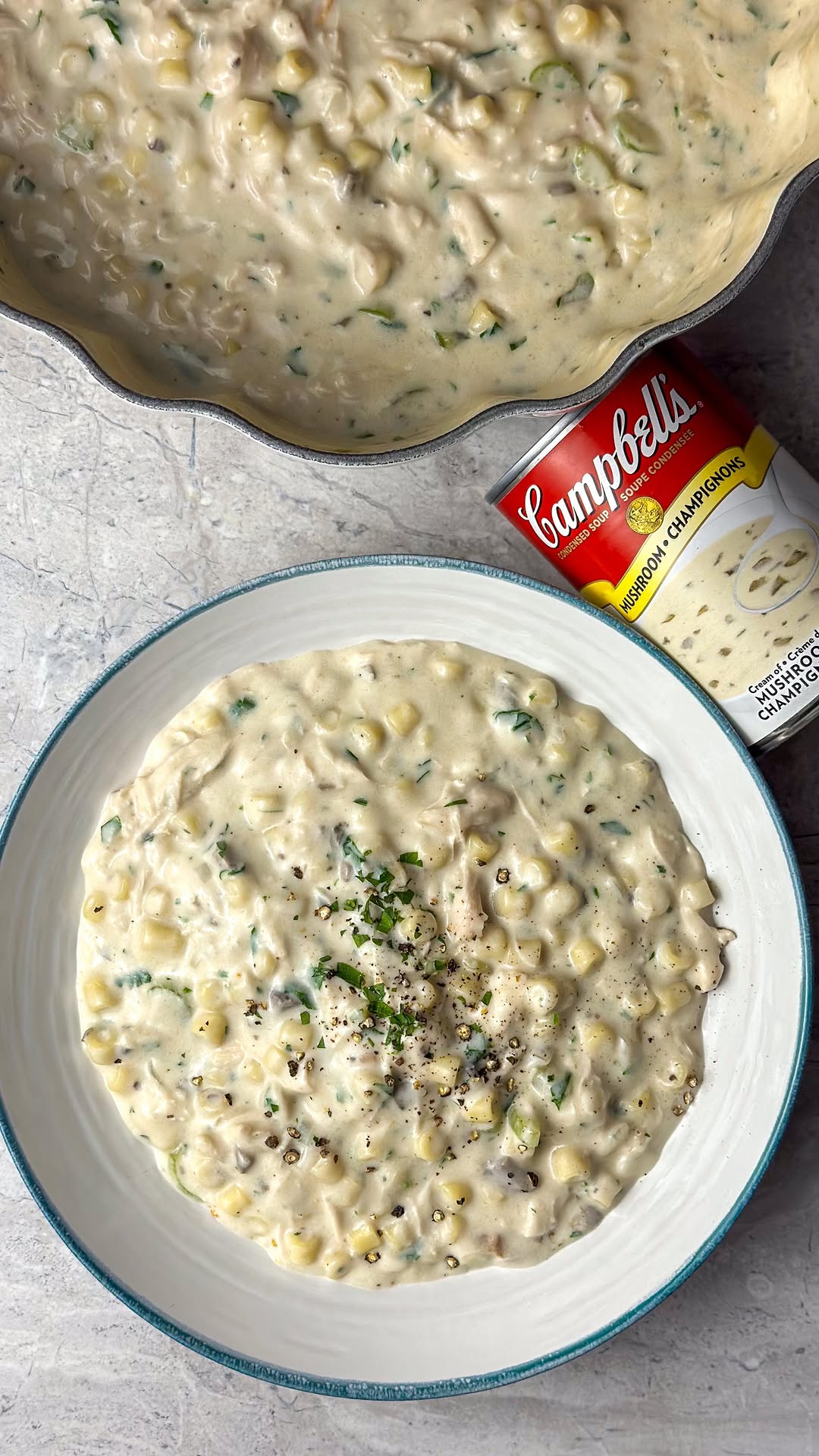 Instagram post by @majasrecipes for Campbell's. Caption reads: #AD Day 58 of 100: Cream of Mushroom Chicken Soup....