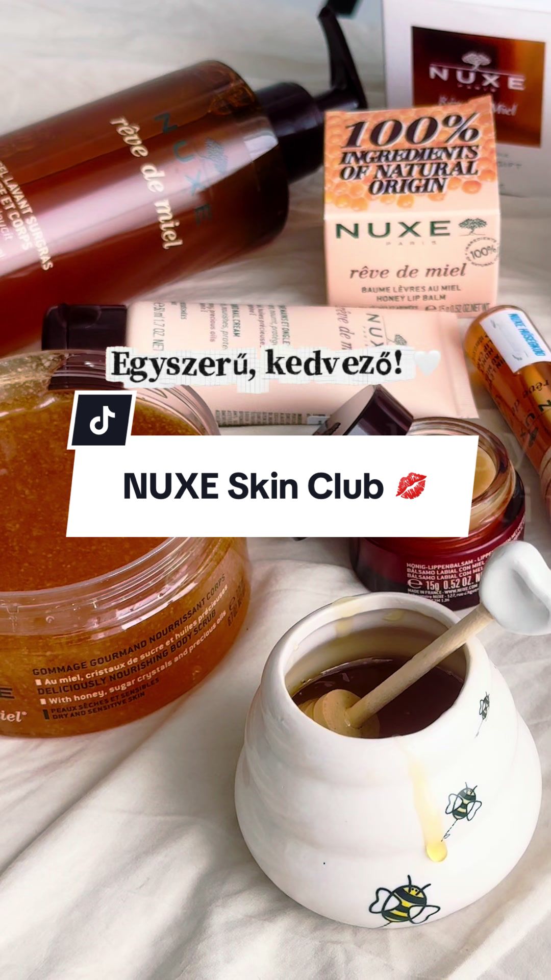 TikTok post by @itsdiana_m for NUXE. Caption reads: reklám Legyél Te is @Nuxe Skin Club tag! A....