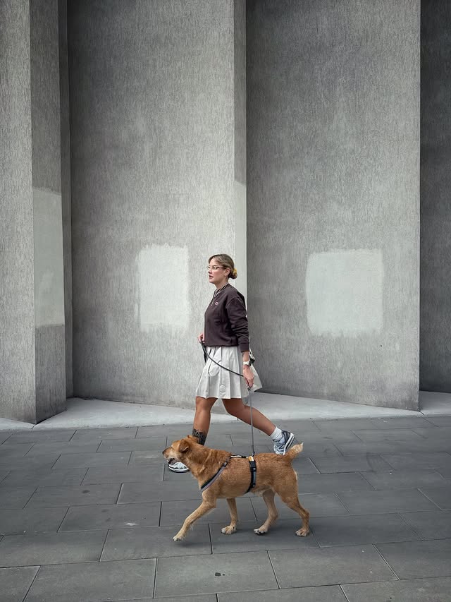Instagram post by @sophie_pilitowska for New Balance Lifestyle. Caption reads: Preppy🦮 Total look @newbalancelifestyle 🩶....