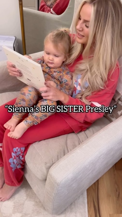 Instagram post by @summer_pardi for Wonderbly. Caption reads: This “Sienna’s big sister Presley” book is so....