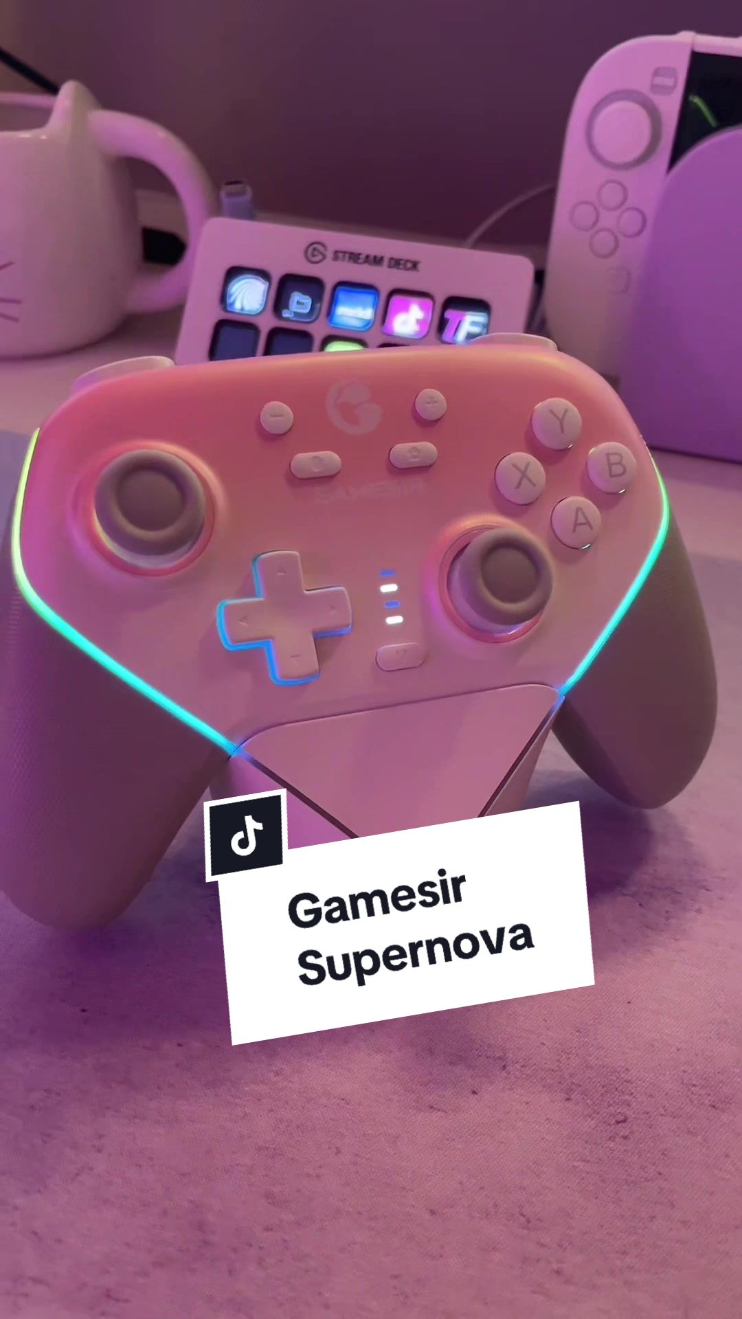 TikTok post by @kasuallykat for GameSir. Caption reads: [...] controllers for my PC and Switch. @GameSir....