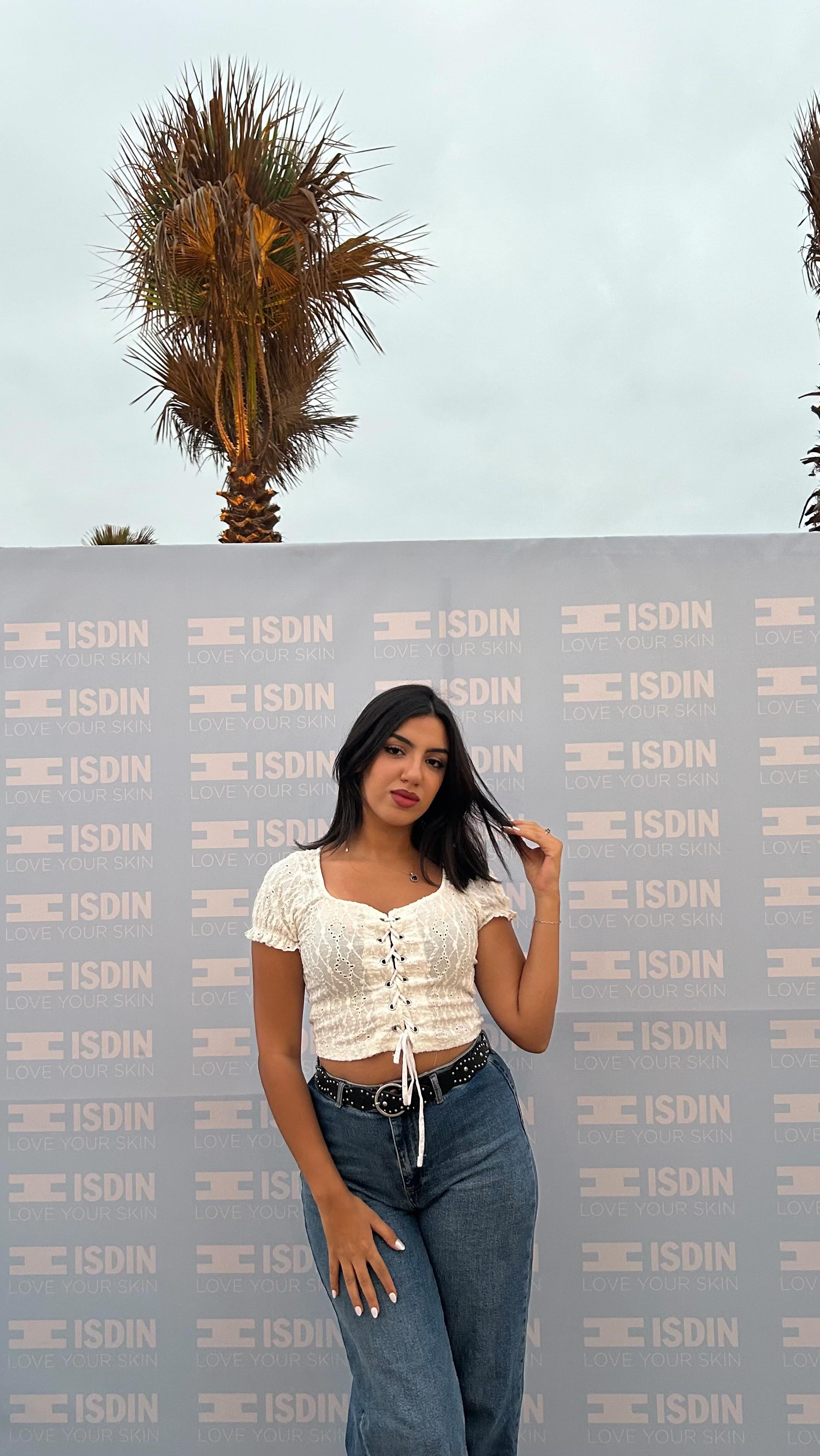 Instagram post by @samiaaa_eld for ISDIN. Caption reads: My first event💐 with @isdin.maroc & @zeyagency....
