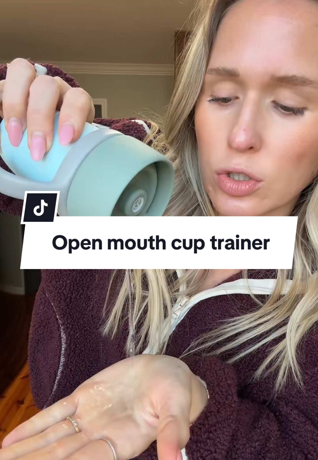 TikTok post by @thereeseco for WeeSprout. Caption reads: Drinking from an open cup @WeeSprout #toddlercup....