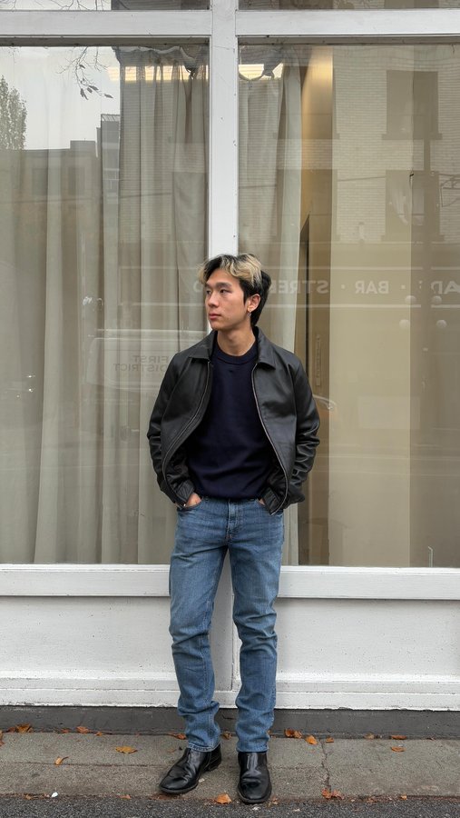 Instagram post by @lukeliiu for Quince. Caption reads: Fall and winter jacket styles for your wardrobe....