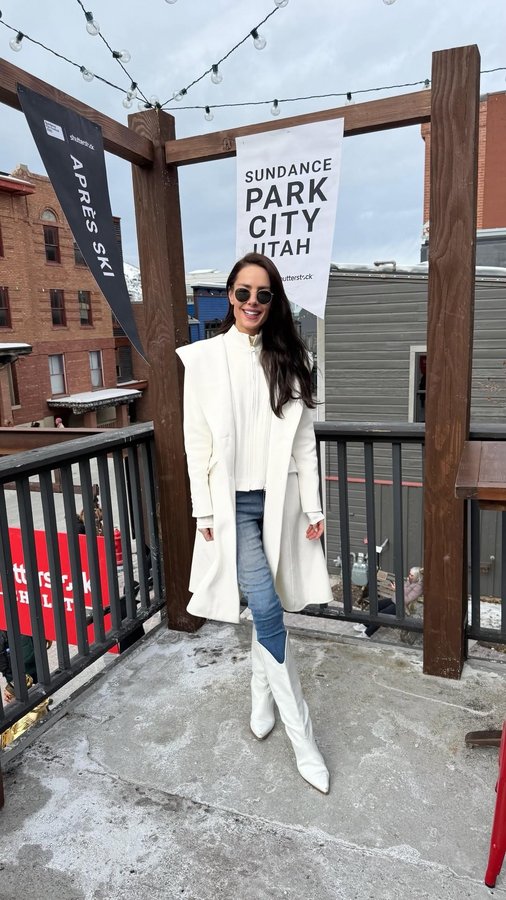 Instagram post by @beaudunn for Shutterstock. Caption reads: [...] with @mackage and @shutterstock 🤍❄️.