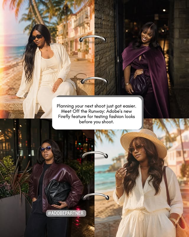 Instagram post by @iamyeychii for Adobe Live Community. Caption reads: This fashion season, I just want to have fun with....