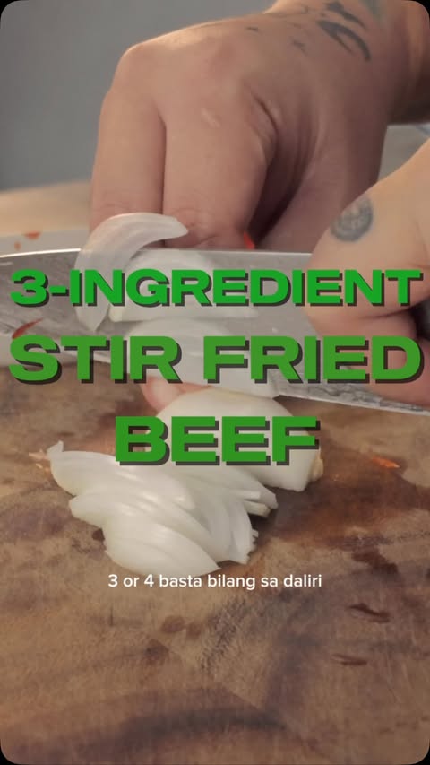 Instagram post by @uncle.cyrus for Knorr Philippines. Caption reads: 3 ingredient stir fried beef #Unlinamnam....