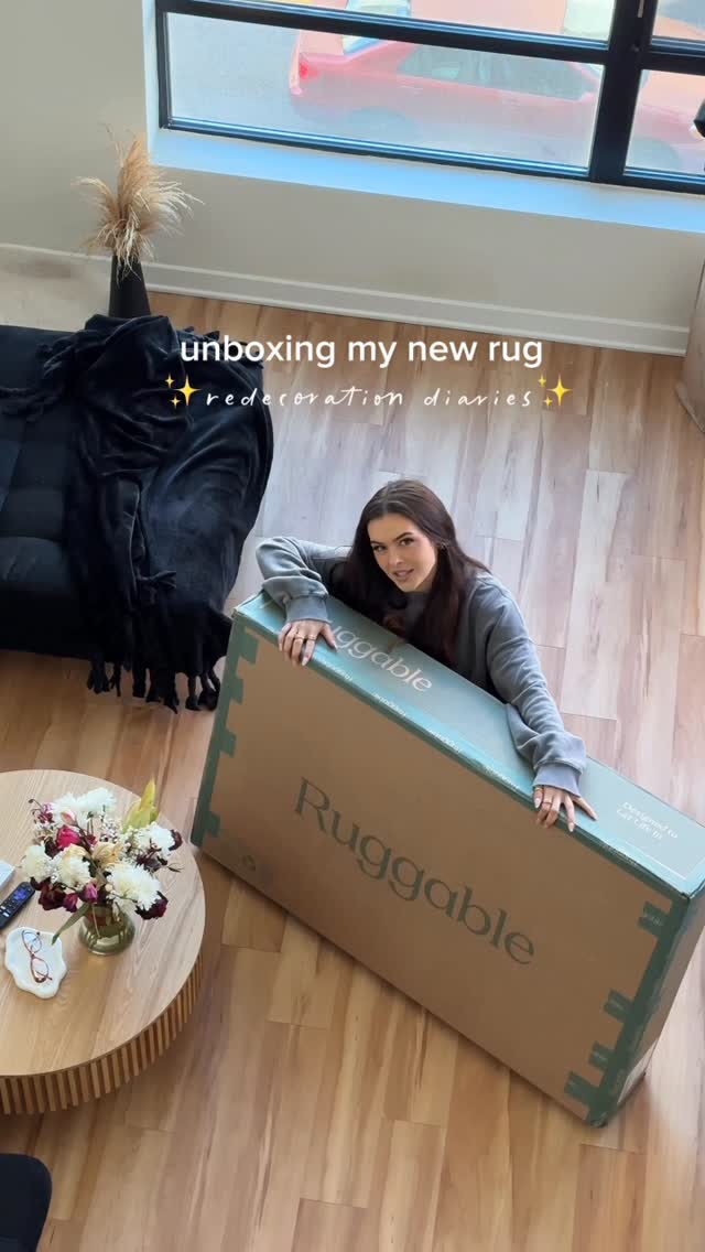 Instagram post by @laurengibson for Ruggable. Caption reads: redecoration diaries✨ going to be adding a bunch....