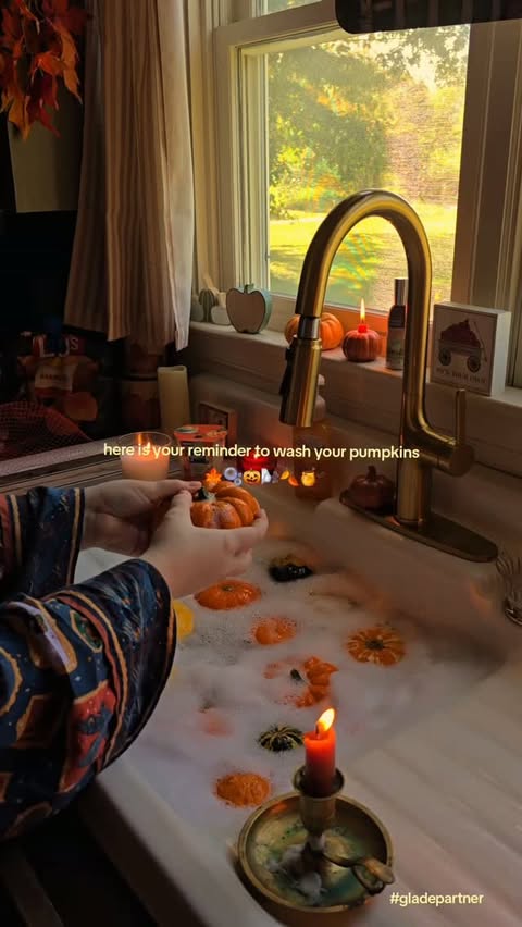 Instagram post by @cozylittlevlogs for Glade. Caption reads: @glade #gladepartner (AD) golden pumpkin and [...].