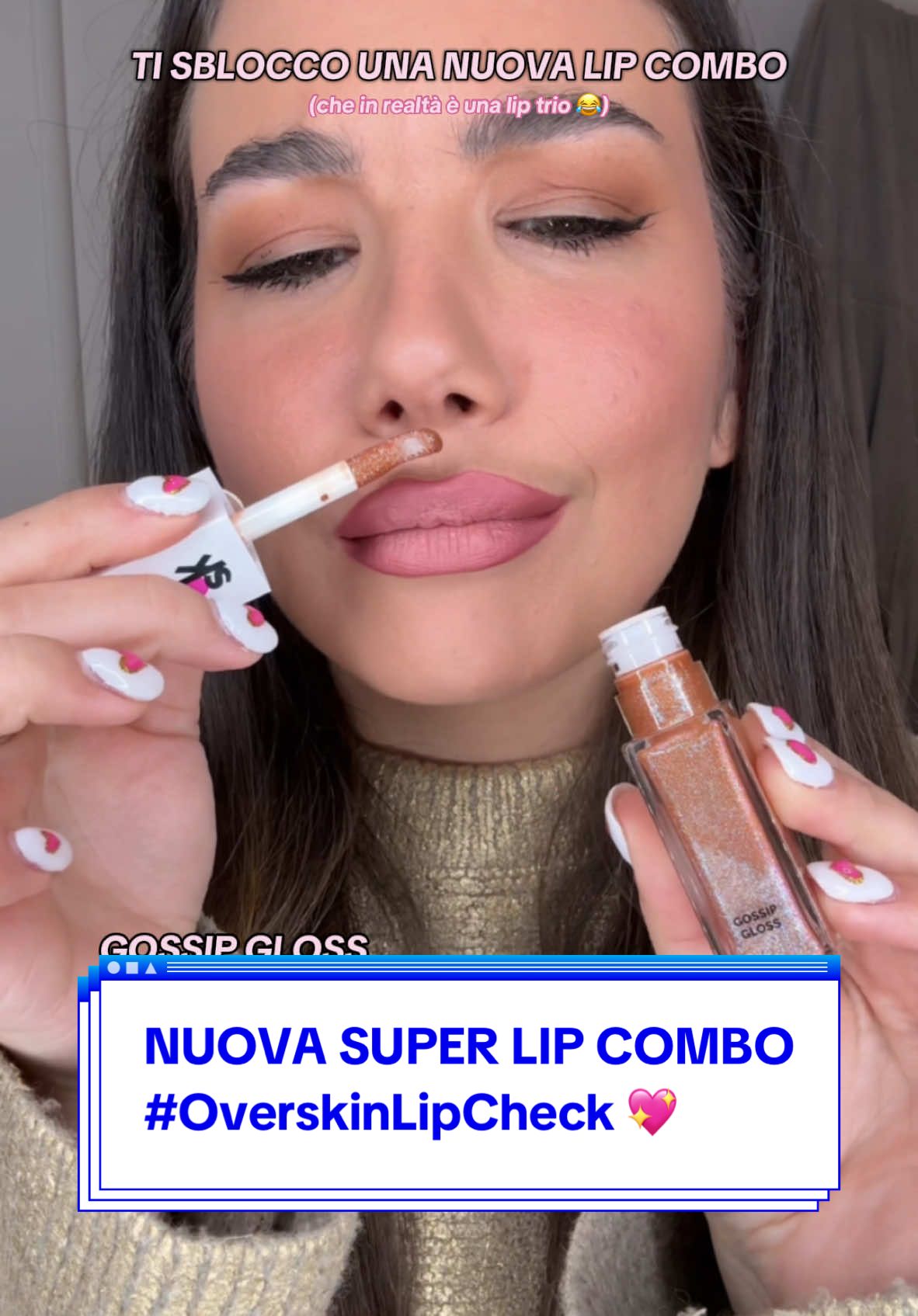 TikTok post by @martinamicole for Overskin. Caption reads: NUOVA LIP COMBO STUPENDA PER VOI 💖 ....