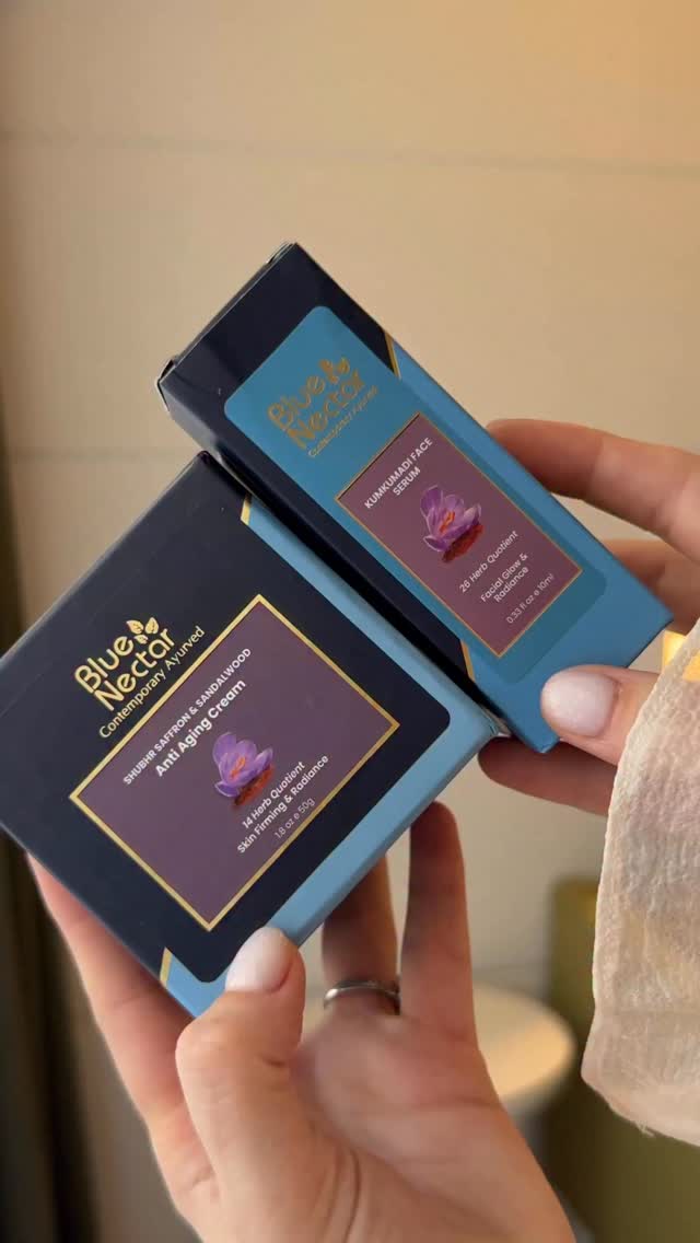 Instagram post by @tika.creator for Blue Nectar. Caption reads: [...] my Ayurvedic skincare ritual with....