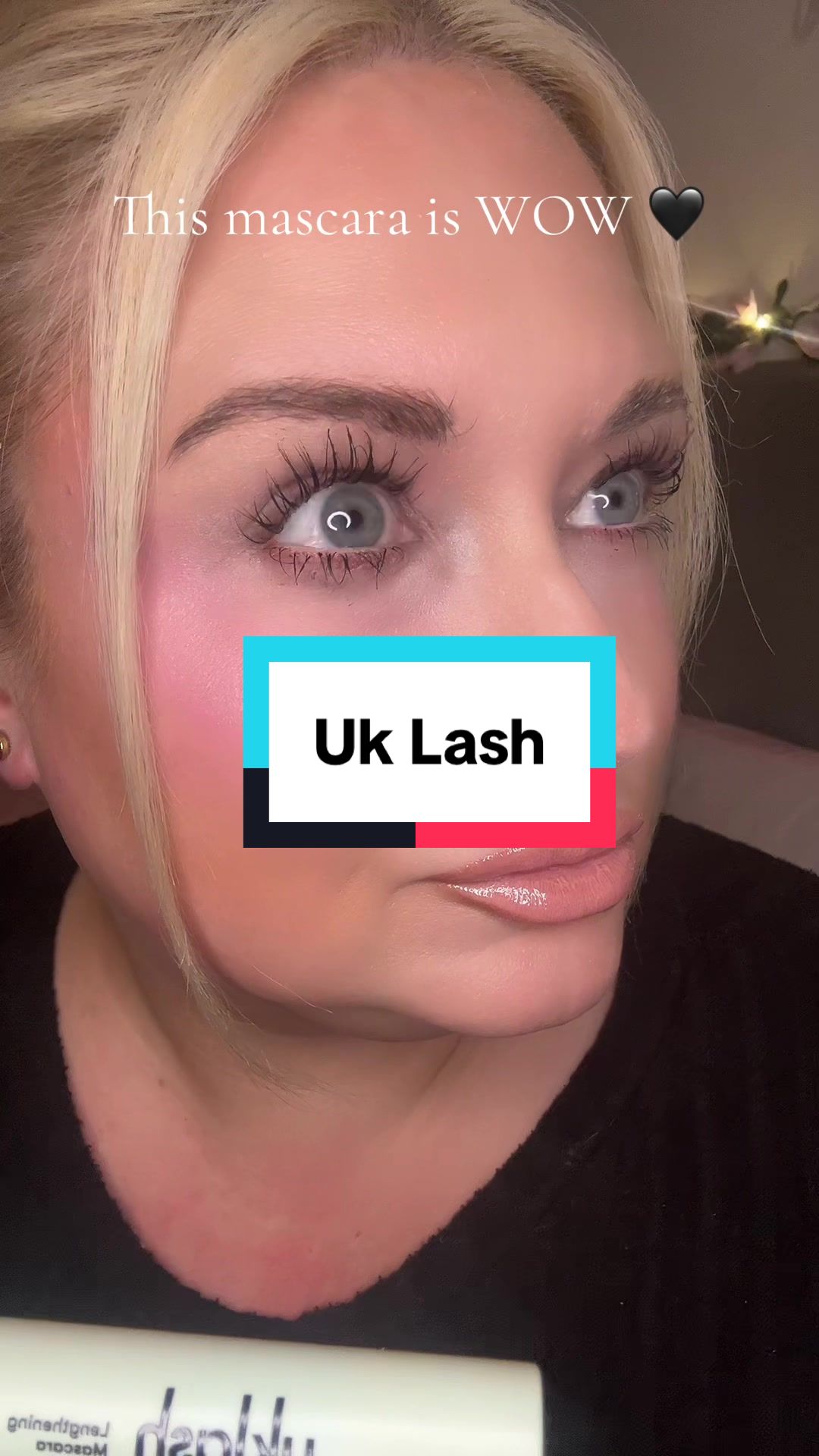TikTok post by @bellskee42 for UKLASH. Caption reads: @UKLASH #lashes #mascara #grwm [...].