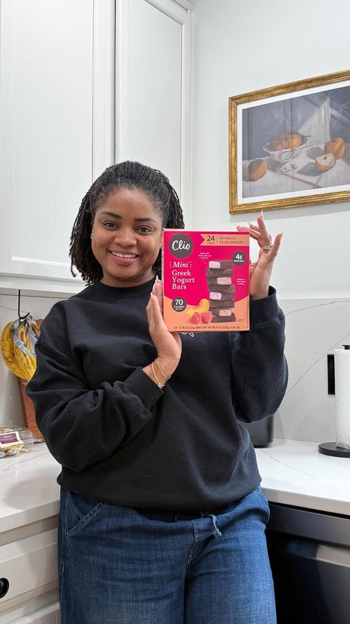 Instagram post by @u_madson for Clio Snacks. Caption reads: Quick Sam’s Club haul turned into a snack upgrade!....