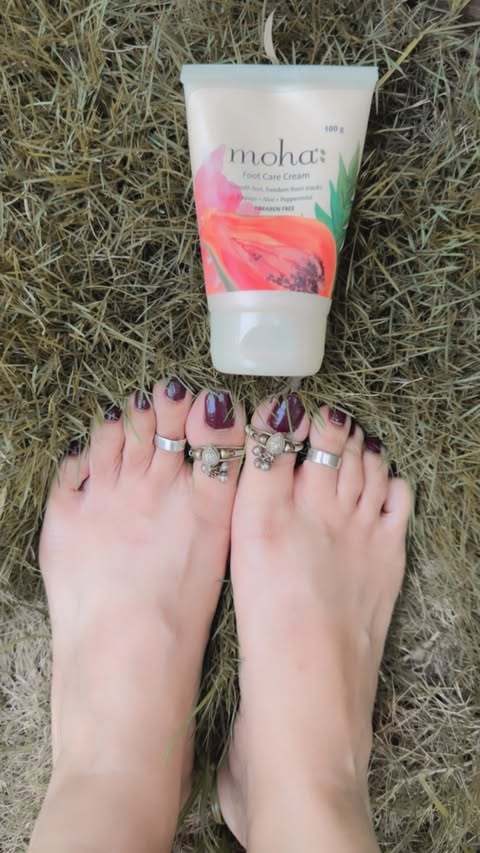 Instagram post by @withlovemedini for moha: Nature’s Perfect Formula. Caption reads: My feet carry me through content shoots, coffee....
