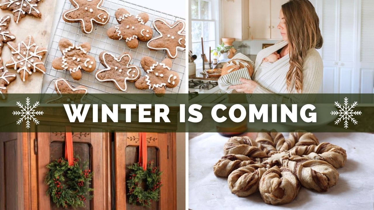 YouTube post by @FarmhouseonBoone for Thrive Market. Caption reads: Beautiful Christmastime homemaking in the country.