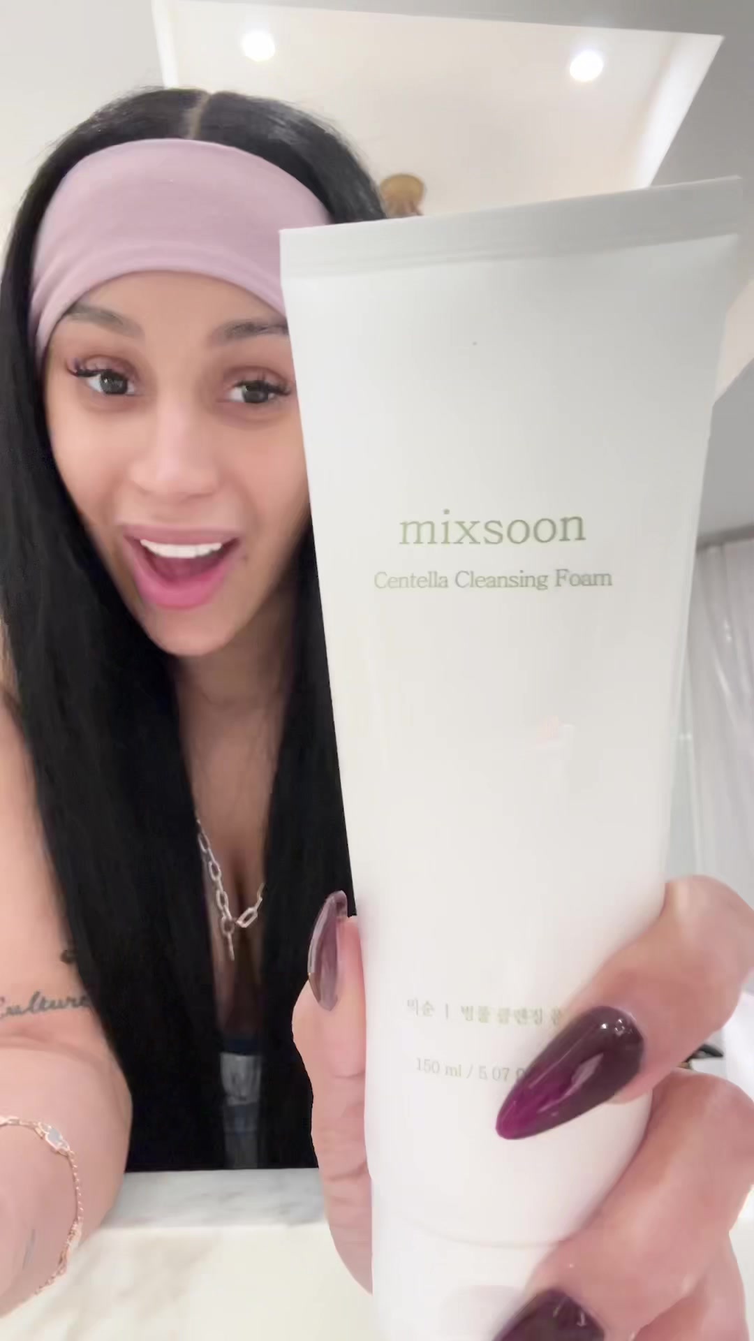 TikTok post by @iamcardib for mixsoon. Caption reads: Pregnancy glow? Nah, that’s just me and @mixsoon....